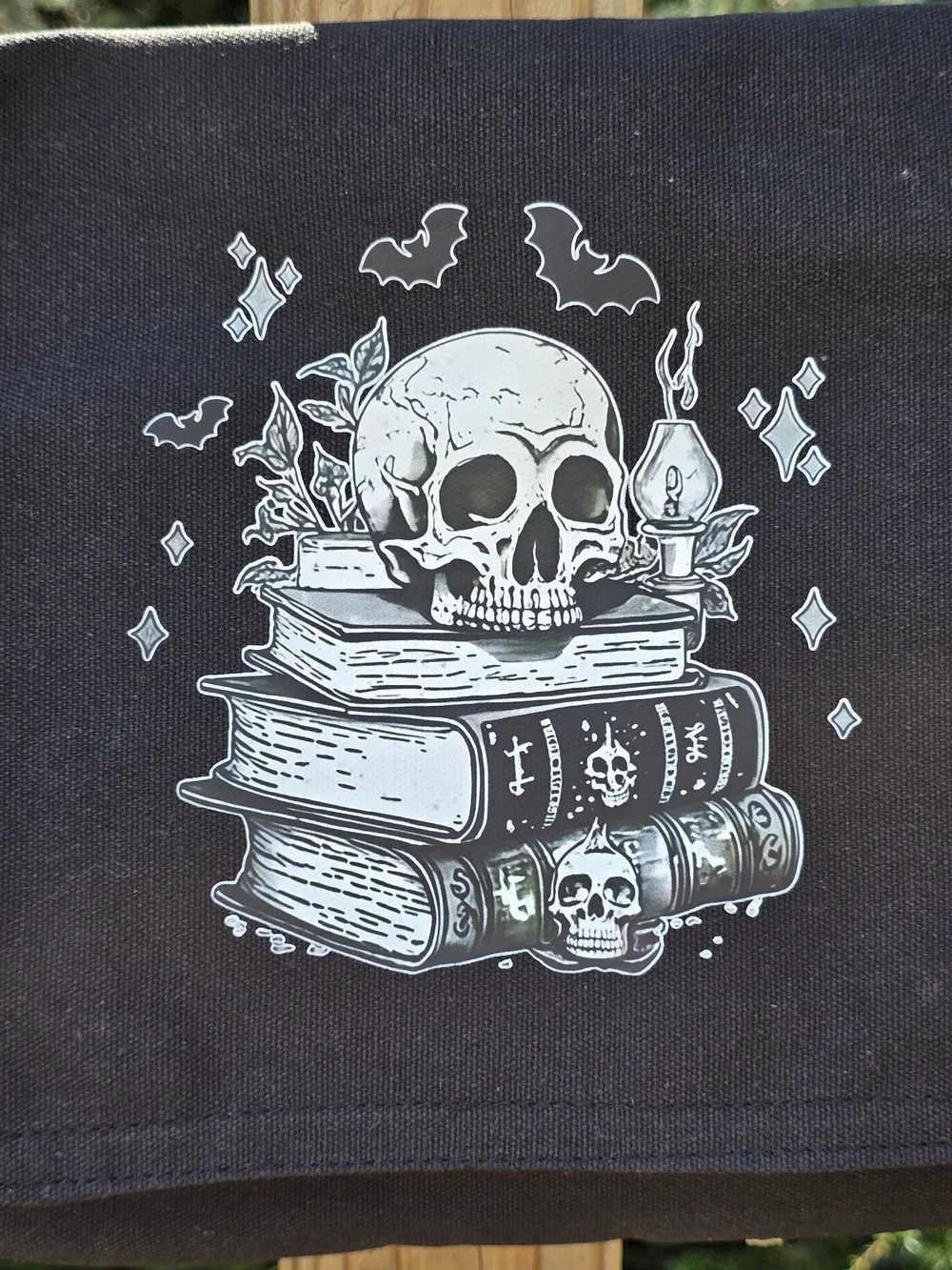 Black Gothic Skull & Books Satchel Shoulder Bag
